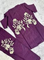 Imported Wine Casual Wear Embroidery Work Readymade Cord Set